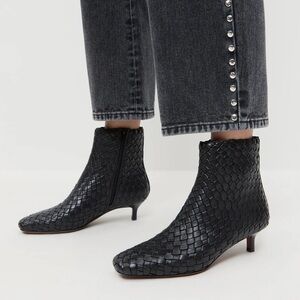 Loeffler Randall Marcella Black Woven Ankle Boot